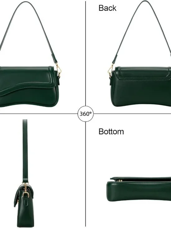 Women's Green Small Clutch Purses Cute Hobo Imported Handbag Shoulder Bag - Picture 6 of 7